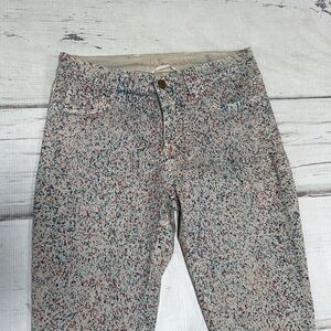 MiH Jeans Beige Denim Splatter Bonn High Rise Super Skinny Italy Size 28